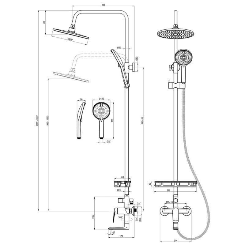 Душевая система Lemark Verba LM11462C, хром