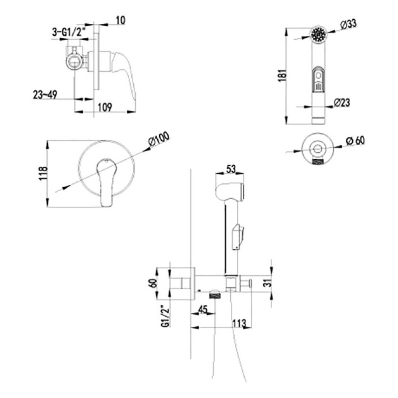 Гигиенический душ Lemark plus Advance, LM1219C, со смесителем, хром