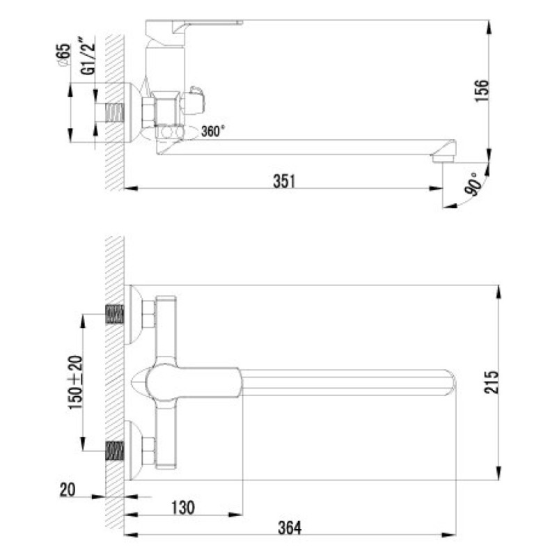 Смеситель Lemark LM1551C Grace plus универсальный