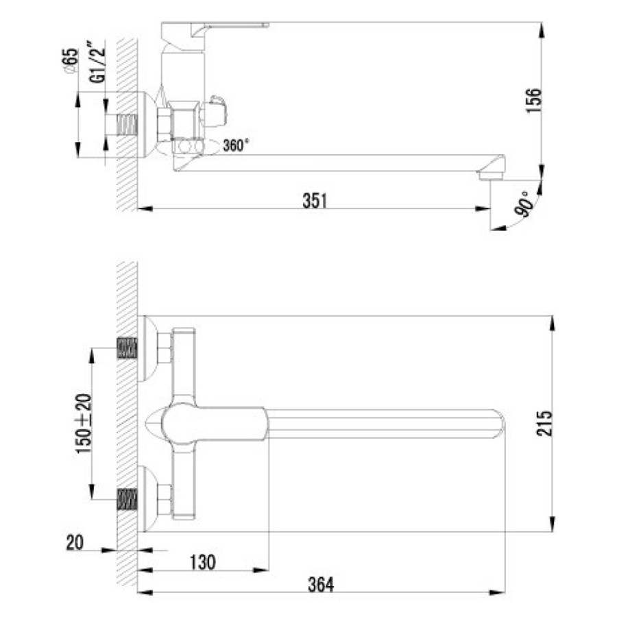 Смеситель Lemark LM1551C Grace plus универсальный