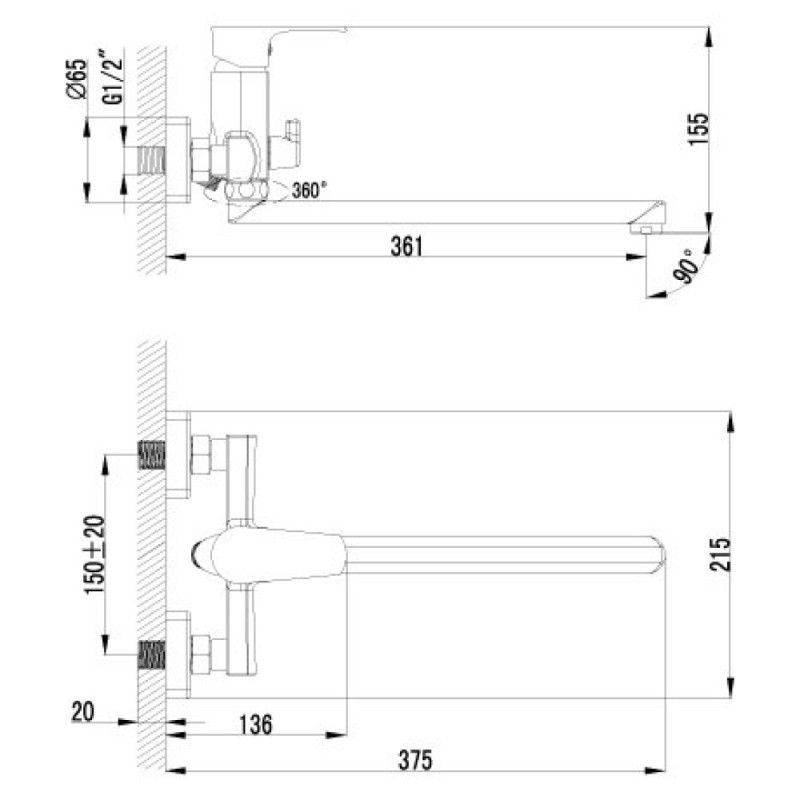 Смеситель Lemark plus Factor LM1651C для ванны и душа