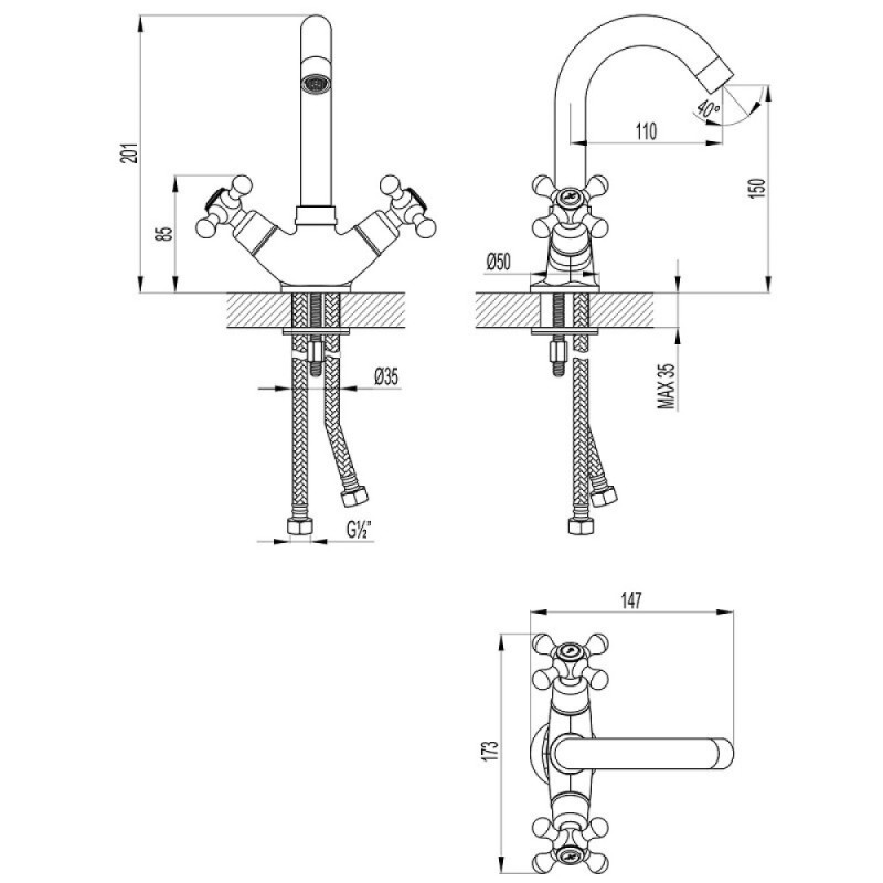 Смеситель для раковины Lemark Standard LM2107C, хром