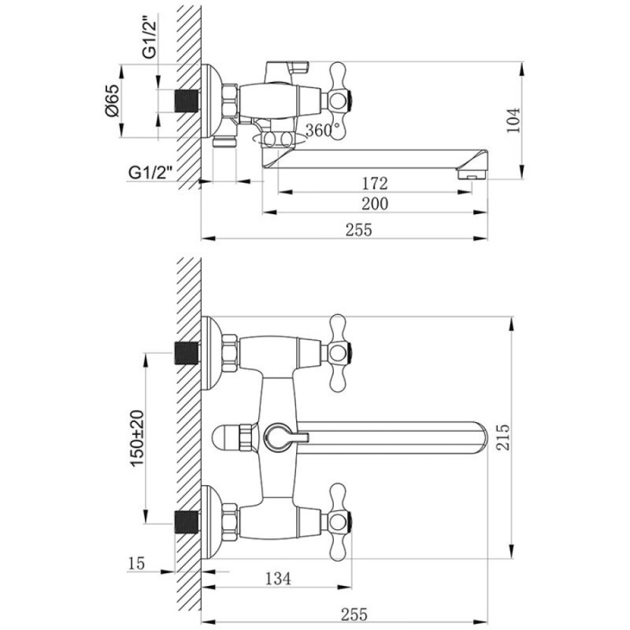 Смеситель Lemark Standard LM2113C, для ванны и душа, с душевым гарнитуром, хром