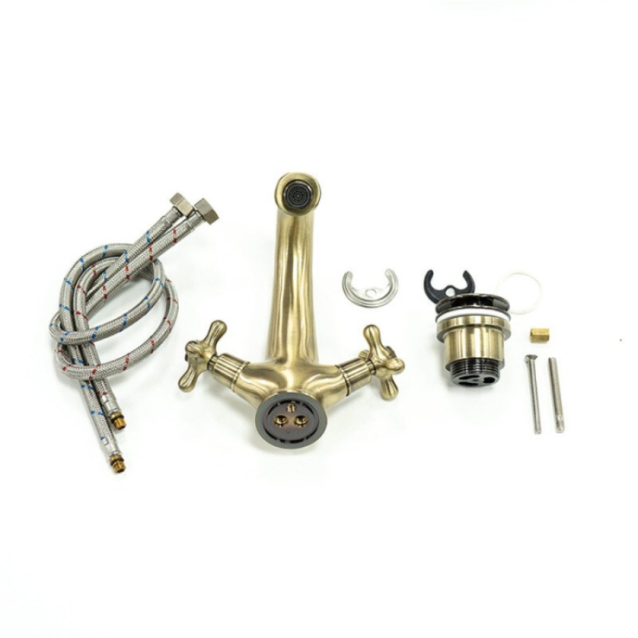Смеситель для раковины Lemark Vintage LM2806B, с донным клапаном, бронза