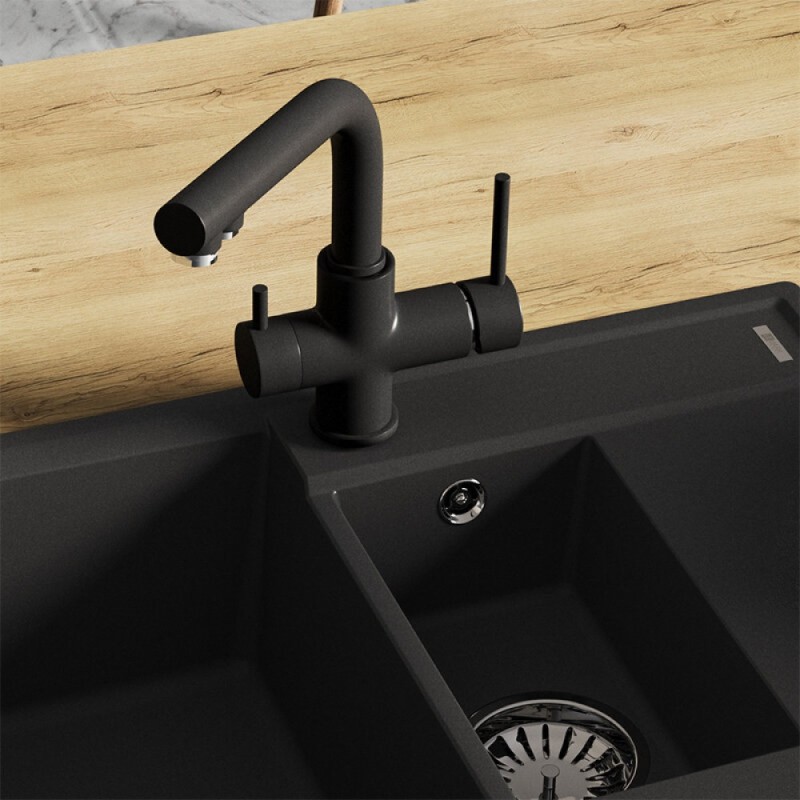 Смеситель для кухонной мойки Lemark Comfort LM3061PAN с подключением к фильтру, антрацит