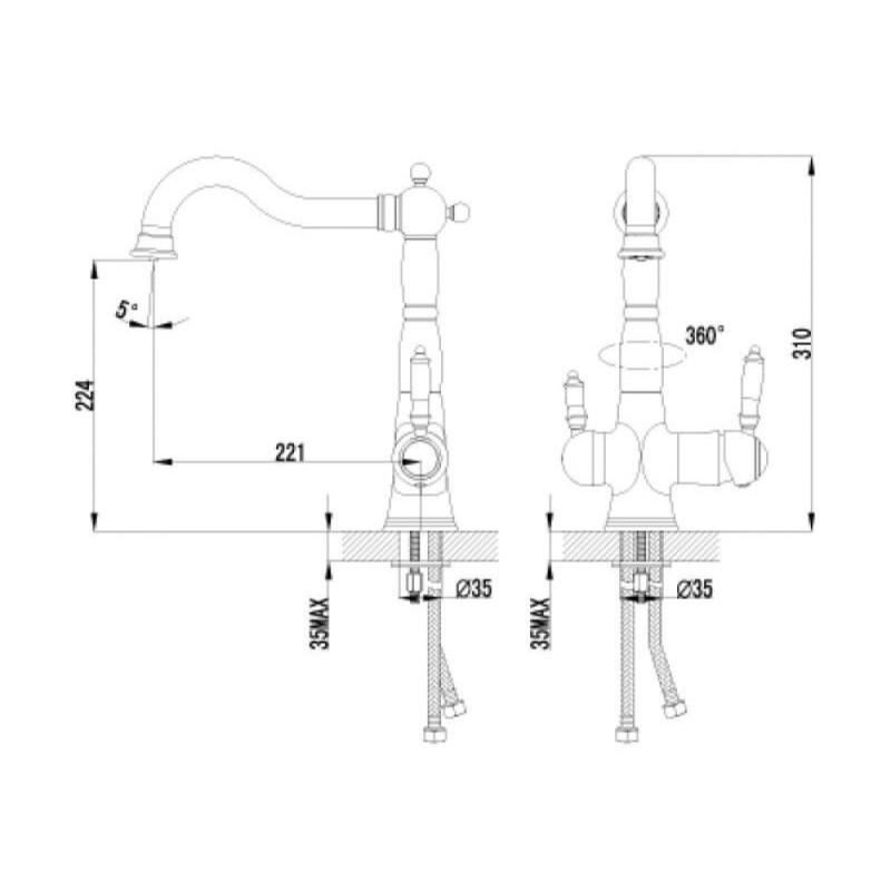 Смеситель Lemark Comfort LM3065C для кухонной мойки с подключением к фильтру с питьевой водой