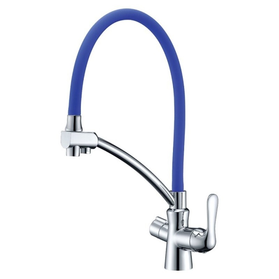 Смеситель Lemark Comfort LM3070C-Blue для кухонной мойки, с подключением к фильтру, хром/синий