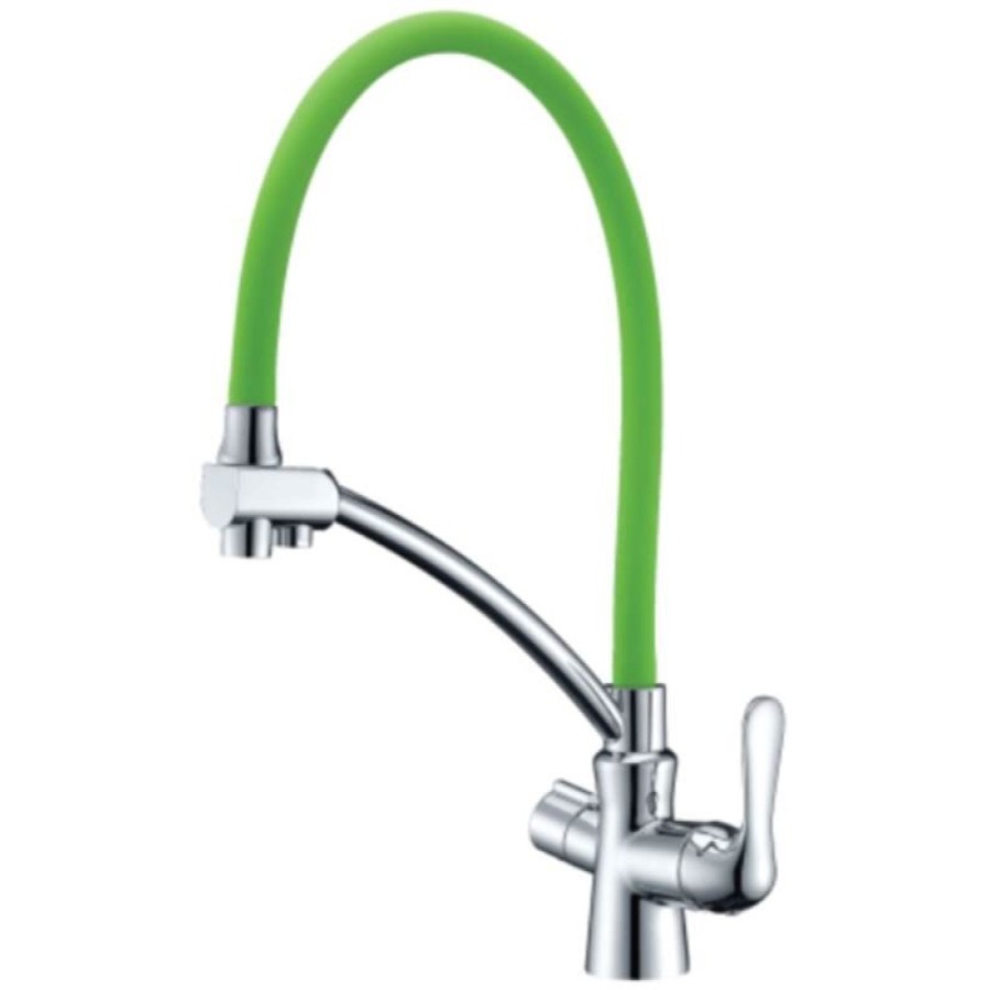 Смеситель Lemark Comfort LM3070C-Green для кухонной мойки, с подключением к фильтру, хром/зеленый