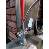 Смеситель Lemark Comfort LM3074C-Red для кухонной мойки, с подключением к фильтру, хром/красный