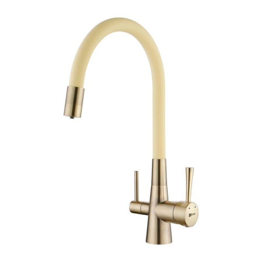 Смеситель Lemark Comfort LM3075B-Beige, для кухни с подключением к фильтру с питьевой водой, бронза/бежевый