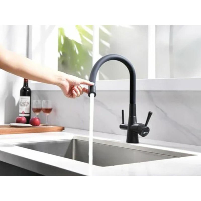Смеситель Lemark Comfort LM3075BL для кухонной мойки, с подключением к фильтру питьевой воды, черный