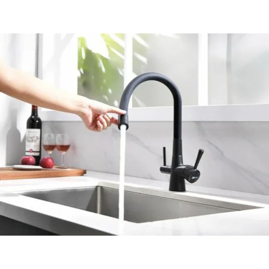 Смеситель Lemark Comfort LM3075BL для кухонной мойки, с подключением к фильтру питьевой воды, черный
