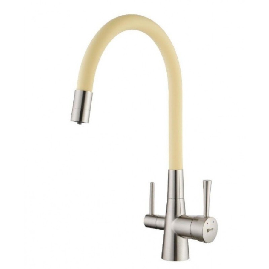 Смеситель Lemark Comfort LM3075BN-Beige, для кухни с подключением к фильтру с питьевой водой, никель/бежевый