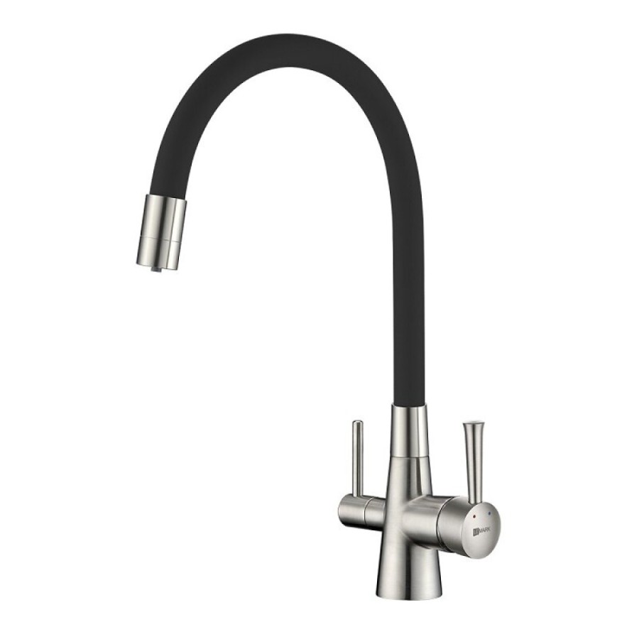 Смеситель Lemark Comfort LM3075BN-Black, для кухни с подключением к фильтру с питьевой водой, никель/черный