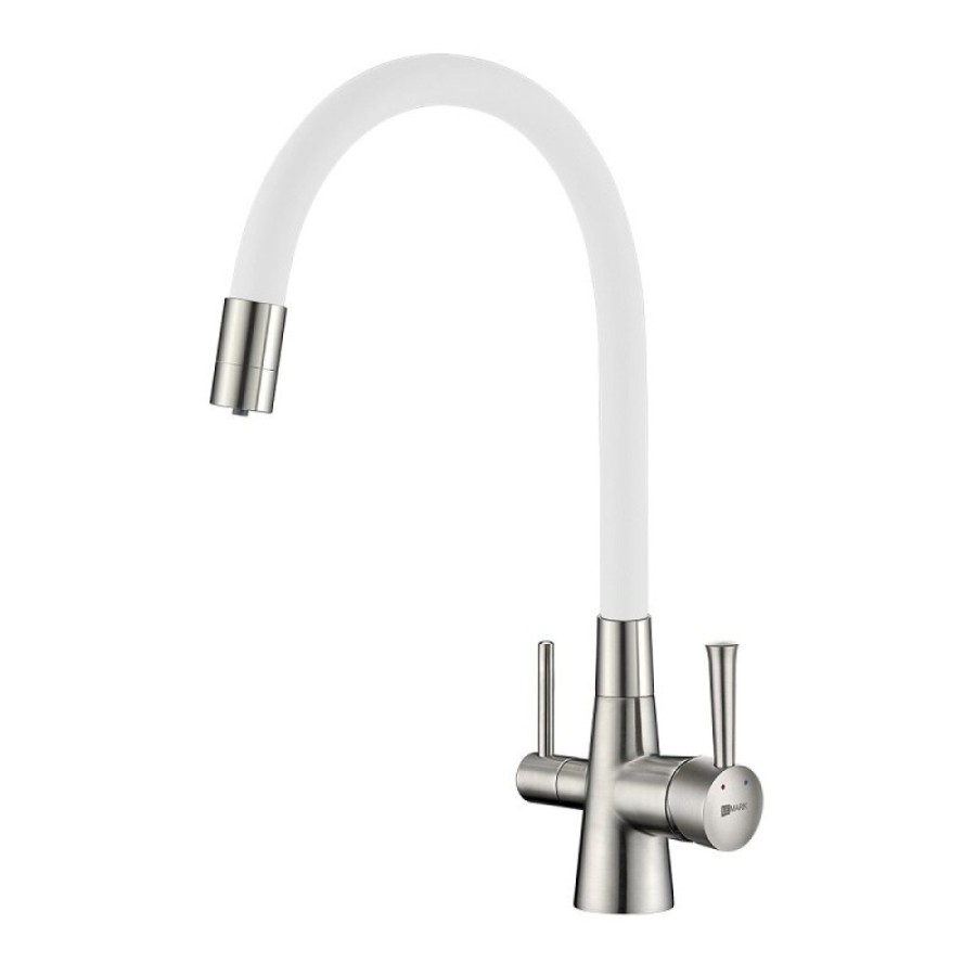 Смеситель Lemark Comfort LM3075BN-White, для кухни с подключением к фильтру с питьевой водой, никель