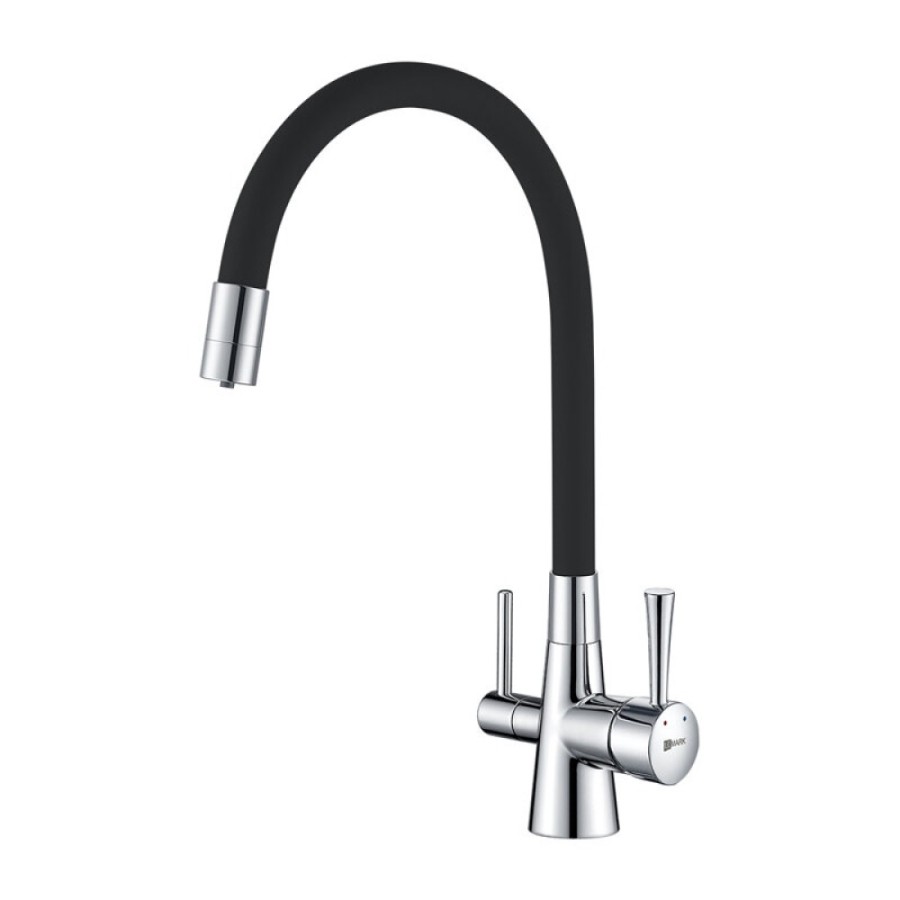 Смеситель Lemark Comfort LM3075C для кухонной мойки, с подключением к фильтру питьевой воды, хром/черный