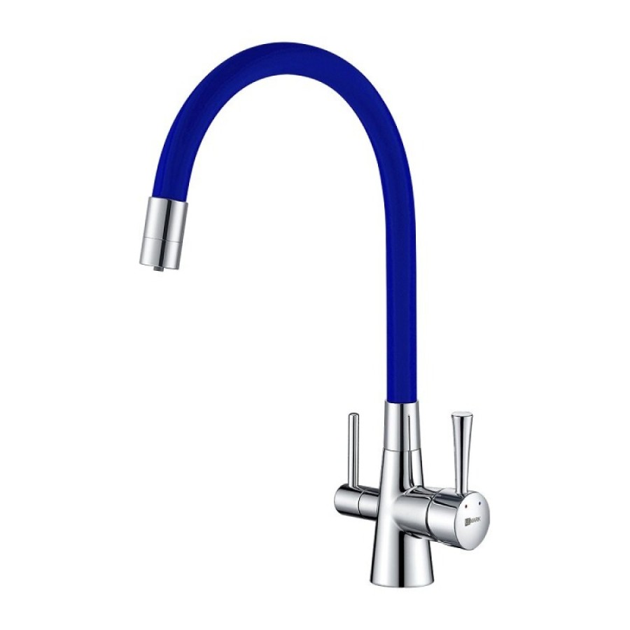 Смеситель Lemark Comfort LM3075C-Blue, для кухни с подключением к фильтру с питьевой водой, хром/синий