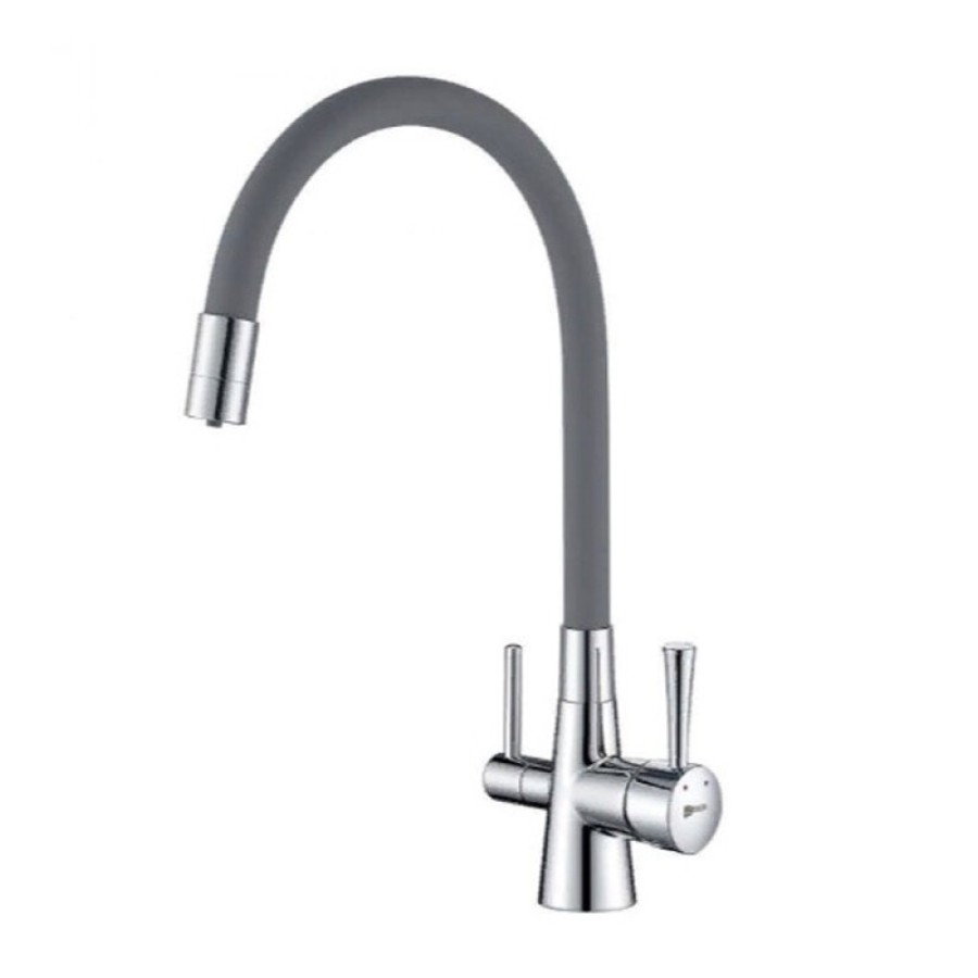 Смеситель Lemark Comfort LM3075C-Gray для кухонной мойки, с подключением к фильтру питьевой воды, хром/серый