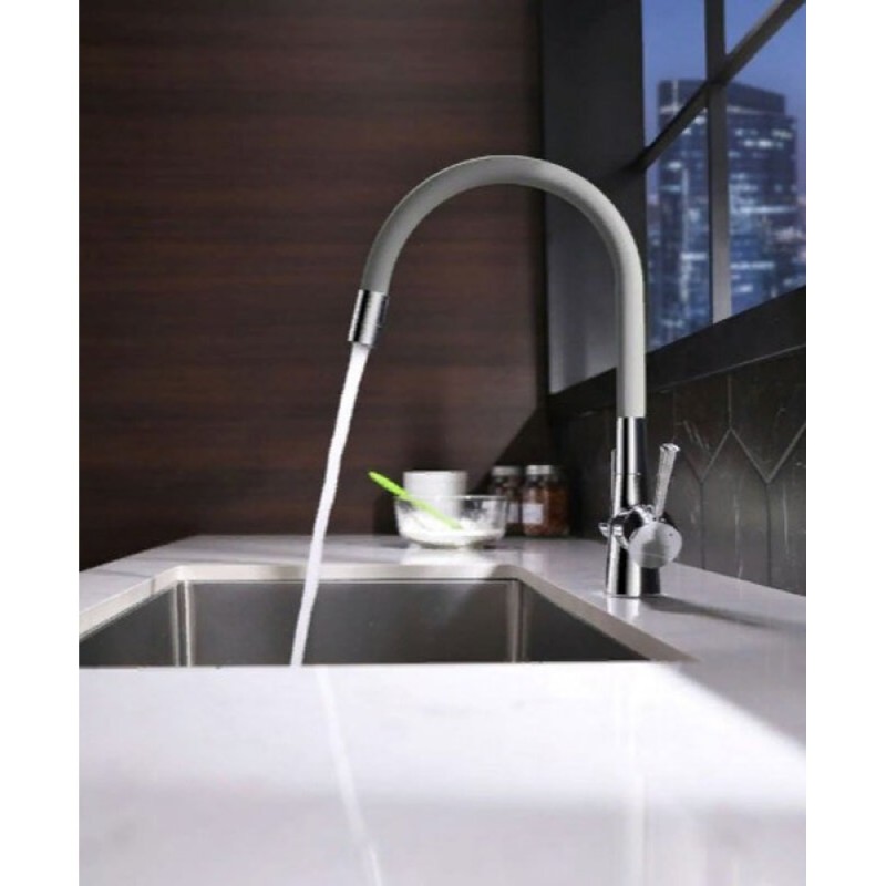 Смеситель Lemark Comfort LM3075C-Gray для кухонной мойки, с подключением к фильтру питьевой воды, хром/серый