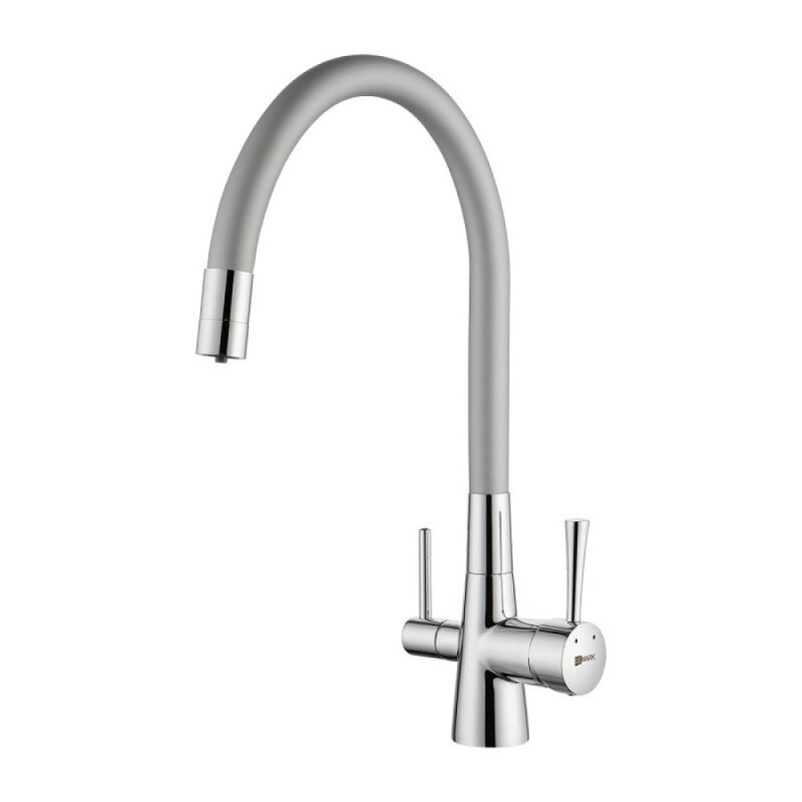 Смеситель для кухонной мойки Lemark Comfort LM3075C-Silver, подключение к фильтру с питьевой водой, с гибким изливом, хром/серебристый