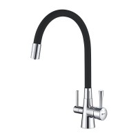 Смеситель для кухонной мойки Lemark Comfort LM3075C086, с фильтром Optima, хром/черный