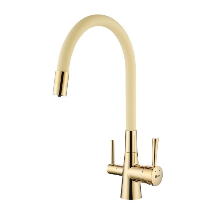 Смеситель для кухонной мойки Lemark Comfort LM3075G-Beige, с подключением к фильтру с питьевой водой, золото/бежевый