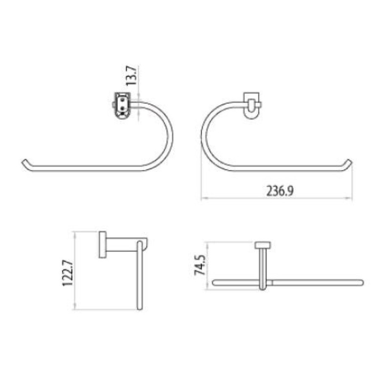 Полотенцедержатель Lemark Omega LM3135C, полуовал, 24 см, хром