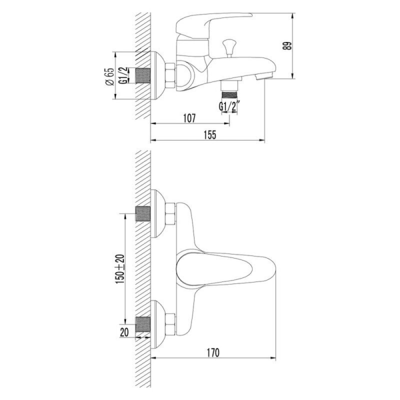 Смеситель Lemark Pramen LM3302C для ванны, хром