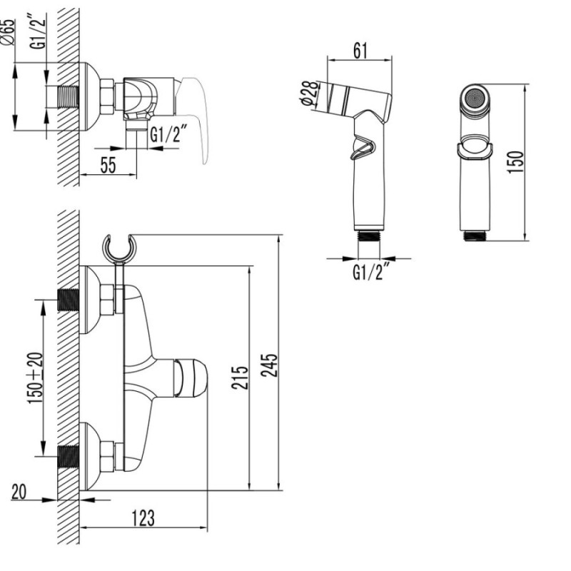 Гигиенический душ Lemark Pramen, LM3318BL со смесителем, черный матовый