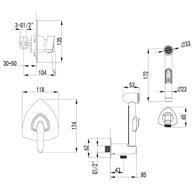 Гигиенический душ Lemark Mars LM3519C, со смесителем, хром