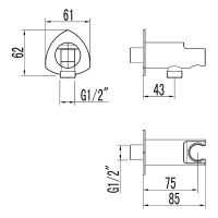 Шланговое подключение Lemark, с держателем лейки для душа, хром, LM3585C