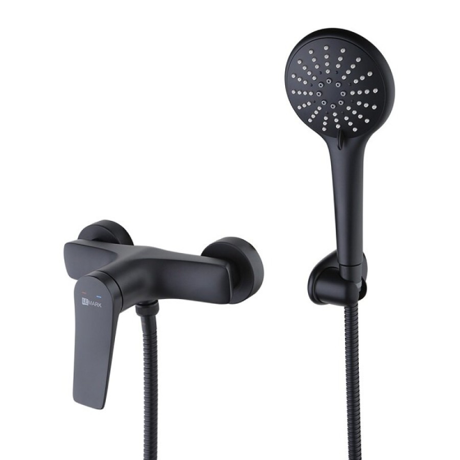 Смеситель Lemark Bronx LM3703BL, для душа, с душевым гарнитуром, черный