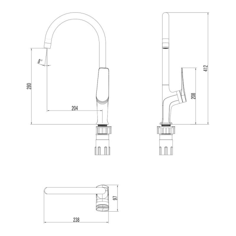 Смеситель Lemark Bronx LM3705GM, для кухни, графит