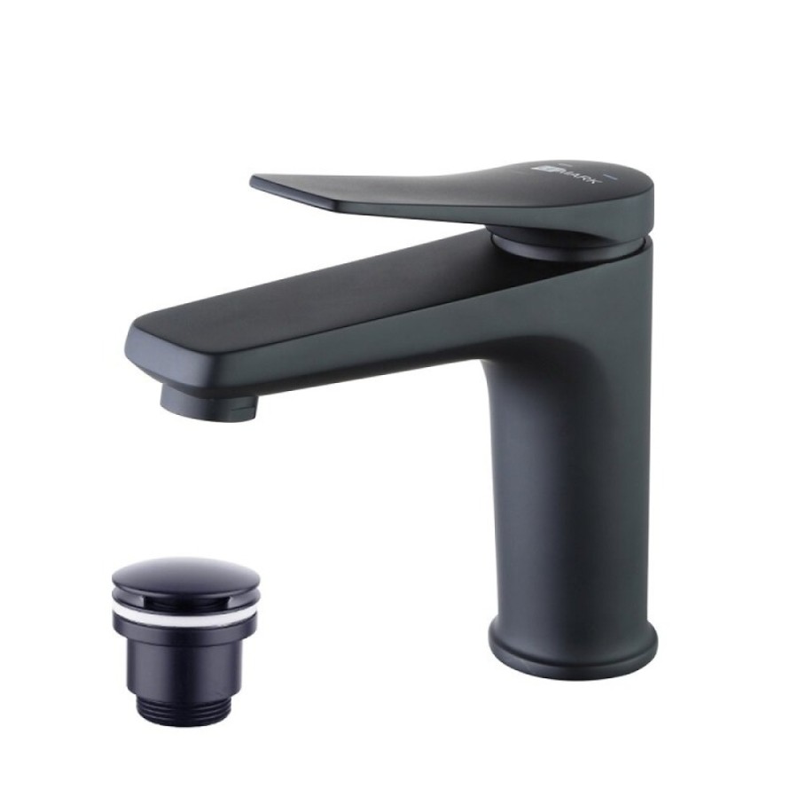 Смеситель для раковины Lemark Bronx LM3706BL, с донным клапаном, черный