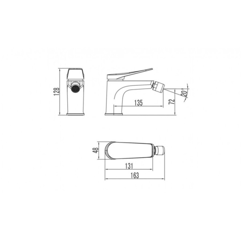 Смеситель для биде Lemark Bronx LM3708GM, с донным клапаном, графит