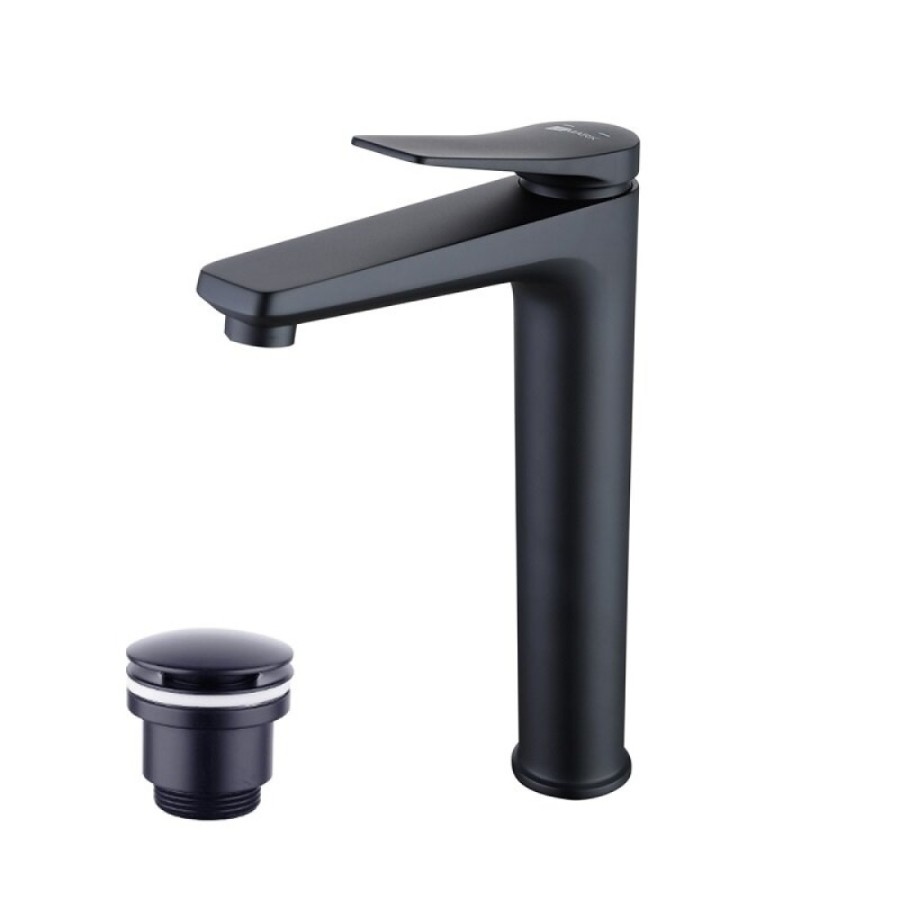 Смеситель для раковины Lemark Bronx LM3709BL, с донным клапаном, черный