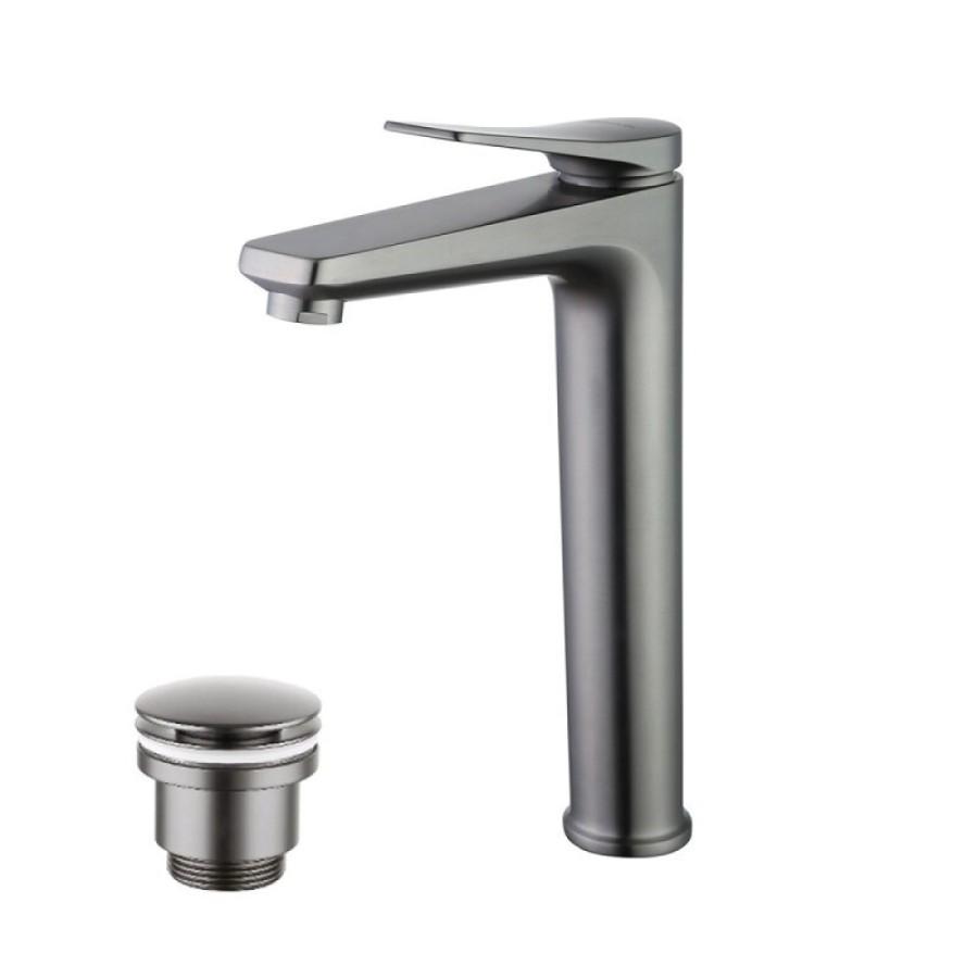 Смеситель для раковины Lemark Bronx LM3709GM, с донным клапаном, графит