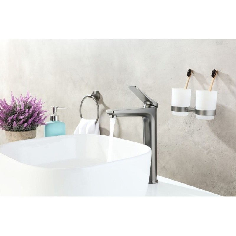 Смеситель для раковины Lemark Bronx LM3709GM, с донным клапаном, графит