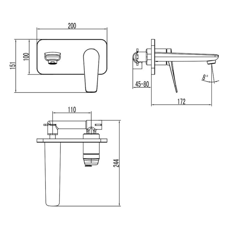 Смеситель для раковины Lemark Bronx LM3726BL, с донным клапаном, черный
