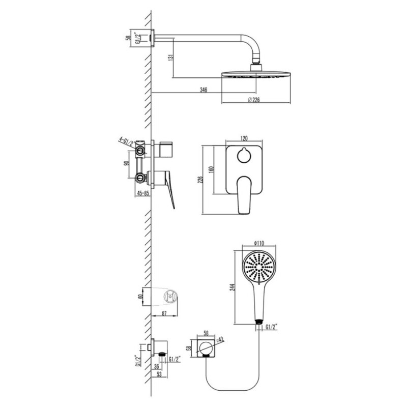 Душевая система Lemark Bronx LM3729GM, графит