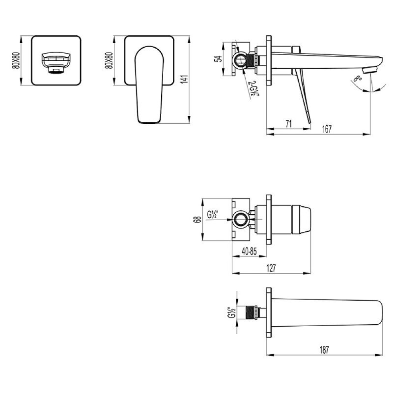 Смеситель для раковины Lemark Bronx LM3736BL, с донным клапаном, черный