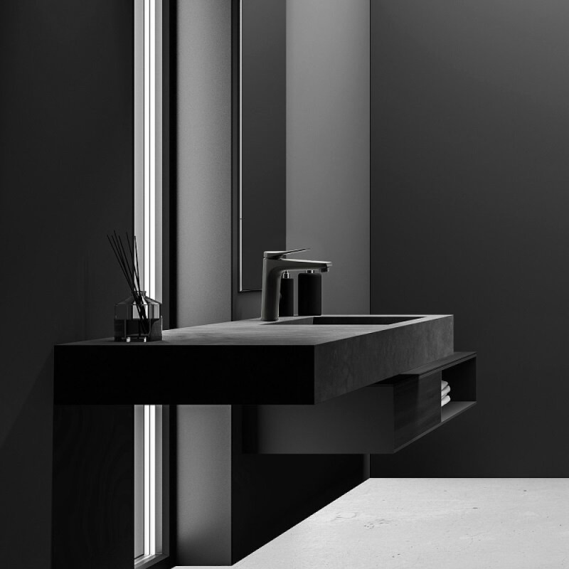 Смеситель для раковины Lemark Bronx LM3737BL, с донным клапаном, черный