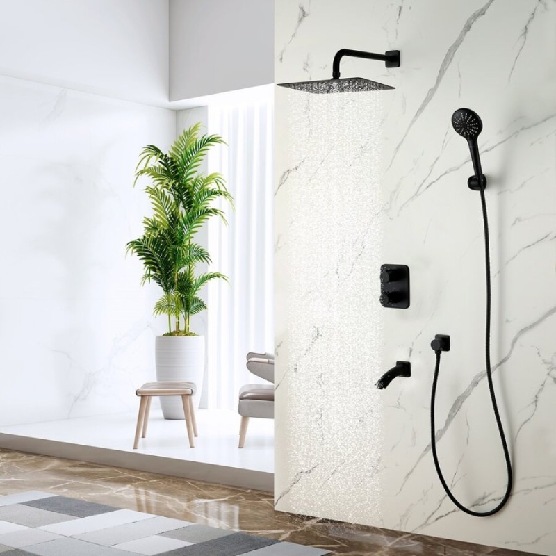 Душевая система Lemark Bronx LM3742BL, термостатическая, черный