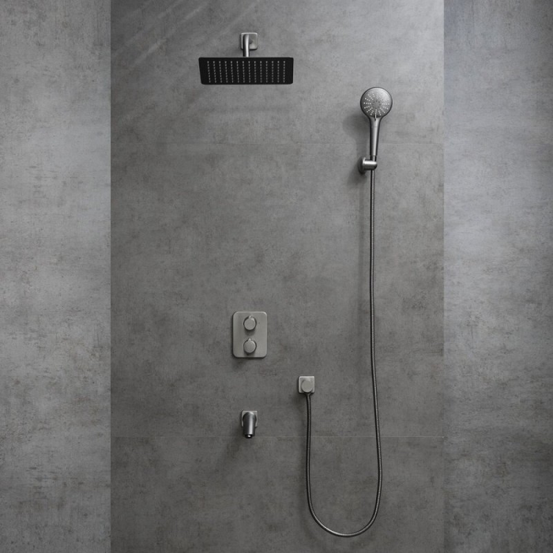 Душевая система Lemark Bronx LM3742GM, термостатическая, графит