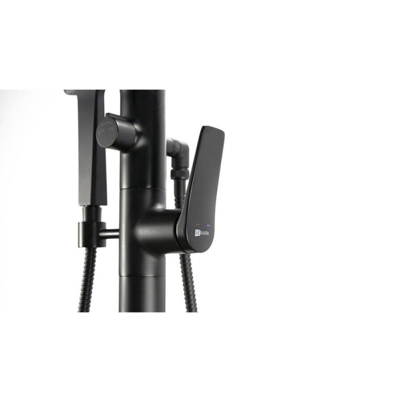 Смеситель напольный Lemark Bronx LM3744BL, для ванны, с душевым гарнитуром, черный