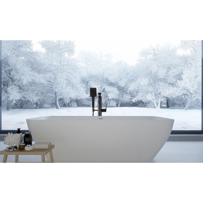 Смеситель напольный Lemark Bronx LM3744BL, для ванны, с душевым гарнитуром, черный