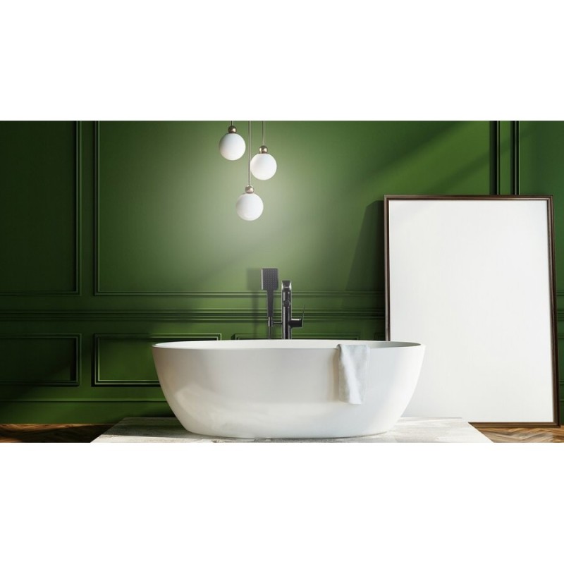 Смеситель напольный Lemark Bronx LM3744BL, для ванны, с душевым гарнитуром, черный