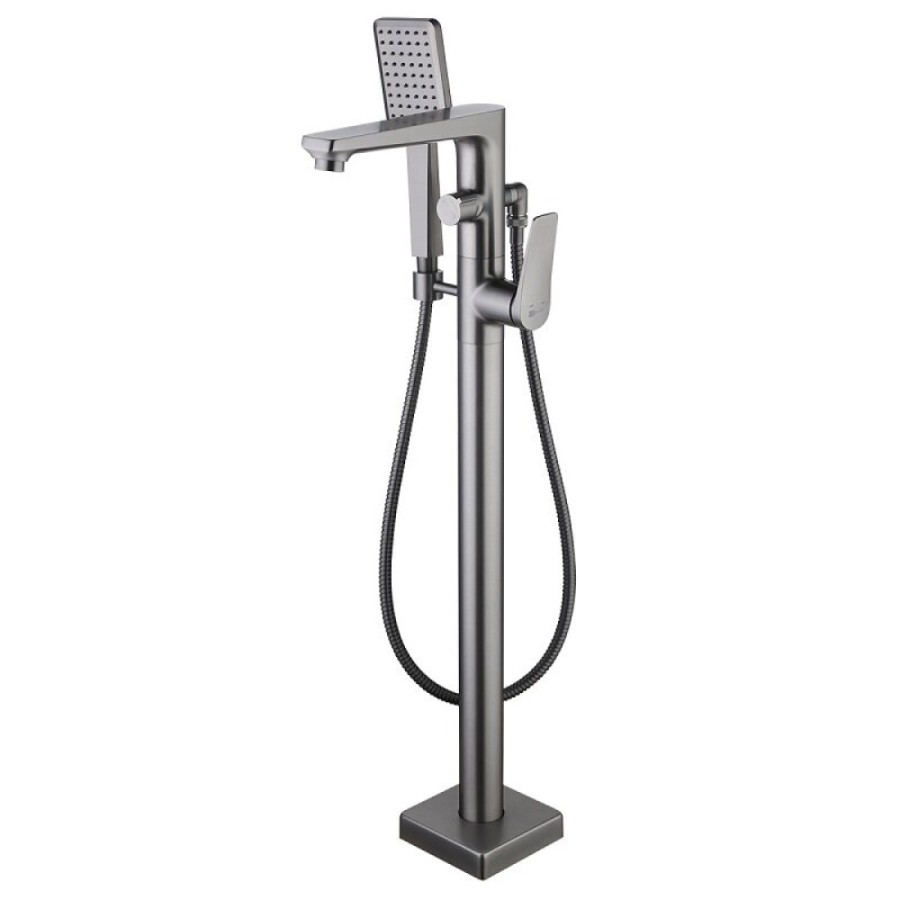 Смеситель напольный Lemark Bronx LM3744GM, для ванны, с душевым гарнитуром, графит