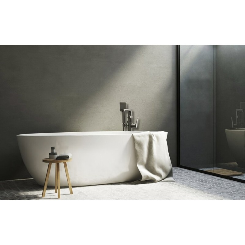 Смеситель напольный Lemark Bronx LM3744GM, для ванны, с душевым гарнитуром, графит