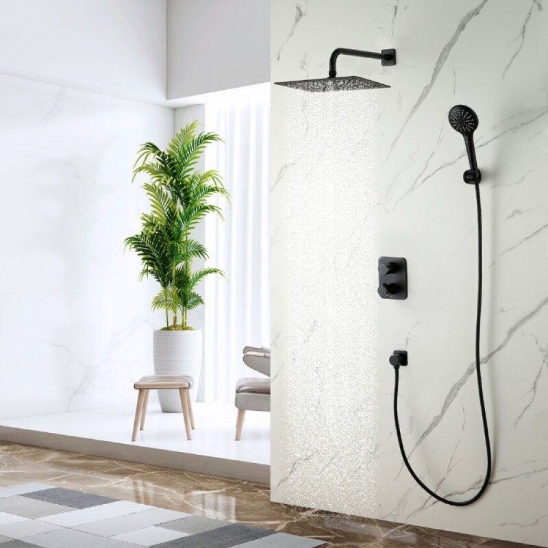 Душевая система Lemark Bronx LM3749BL, термостатическая, черный